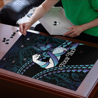 Personalised Polynesia Suicide Prevention Month Puzzle Brave Strong Butterfly Teal Purple Ribbon LT14 - Polynesian Pride