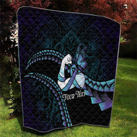 Personalised Polynesia Suicide Prevention Month Quilt Brave Strong Butterfly Teal Purple Ribbon LT14 - Polynesian Pride