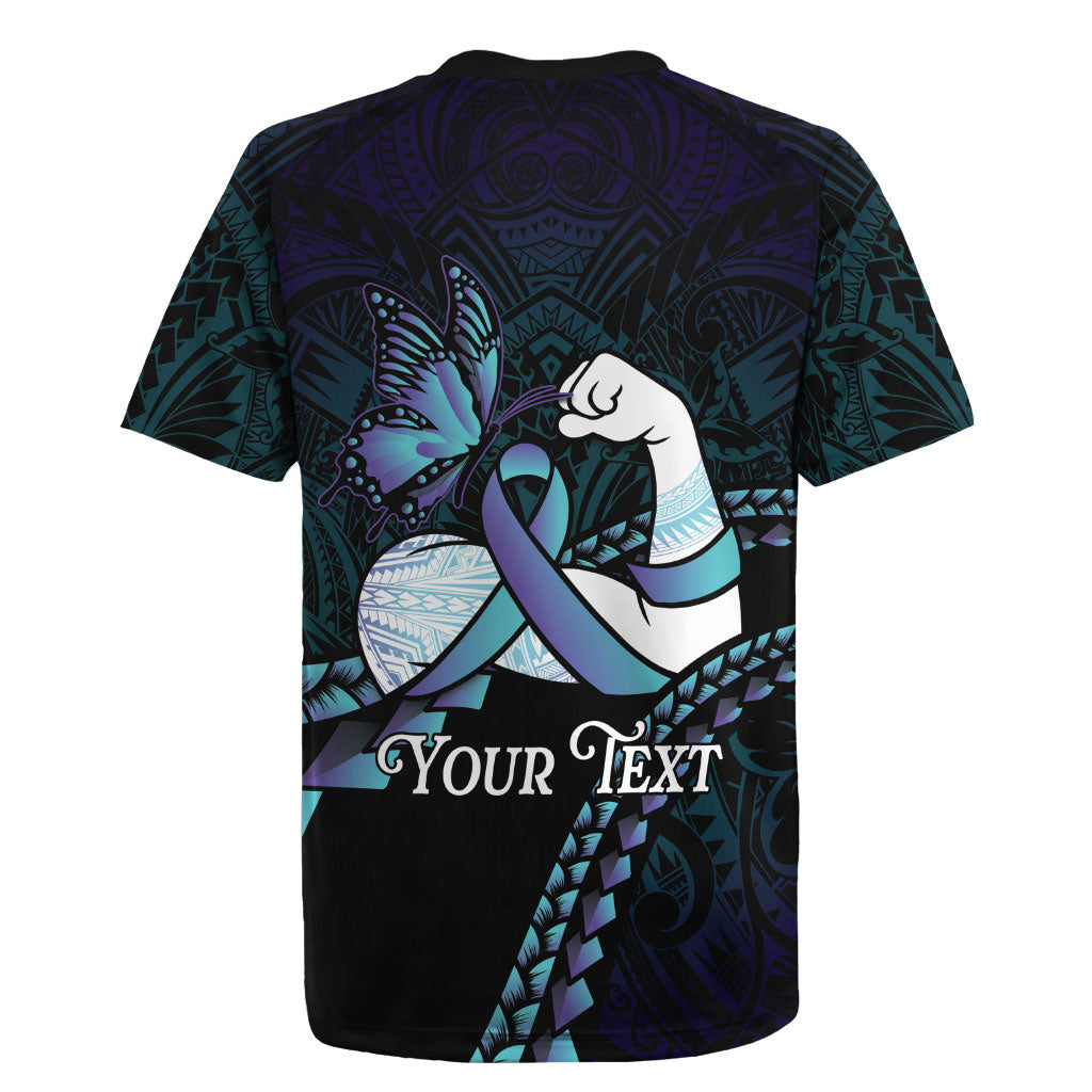 Personalised Polynesia Suicide Prevention Month Rugby Jersey Brave Strong Butterfly Teal Purple Ribbon LT14 - Polynesian Pride