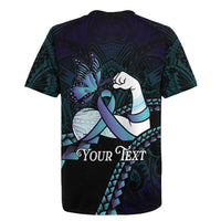 Personalised Polynesia Suicide Prevention Month Rugby Jersey Brave Strong Butterfly Teal Purple Ribbon LT14 - Polynesian Pride