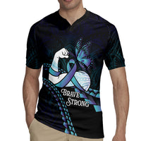Personalised Polynesia Suicide Prevention Month Rugby Jersey Brave Strong Butterfly Teal Purple Ribbon LT14 - Polynesian Pride