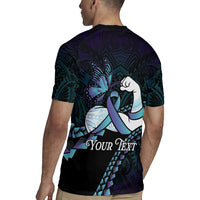 Personalised Polynesia Suicide Prevention Month Rugby Jersey Brave Strong Butterfly Teal Purple Ribbon LT14 - Polynesian Pride