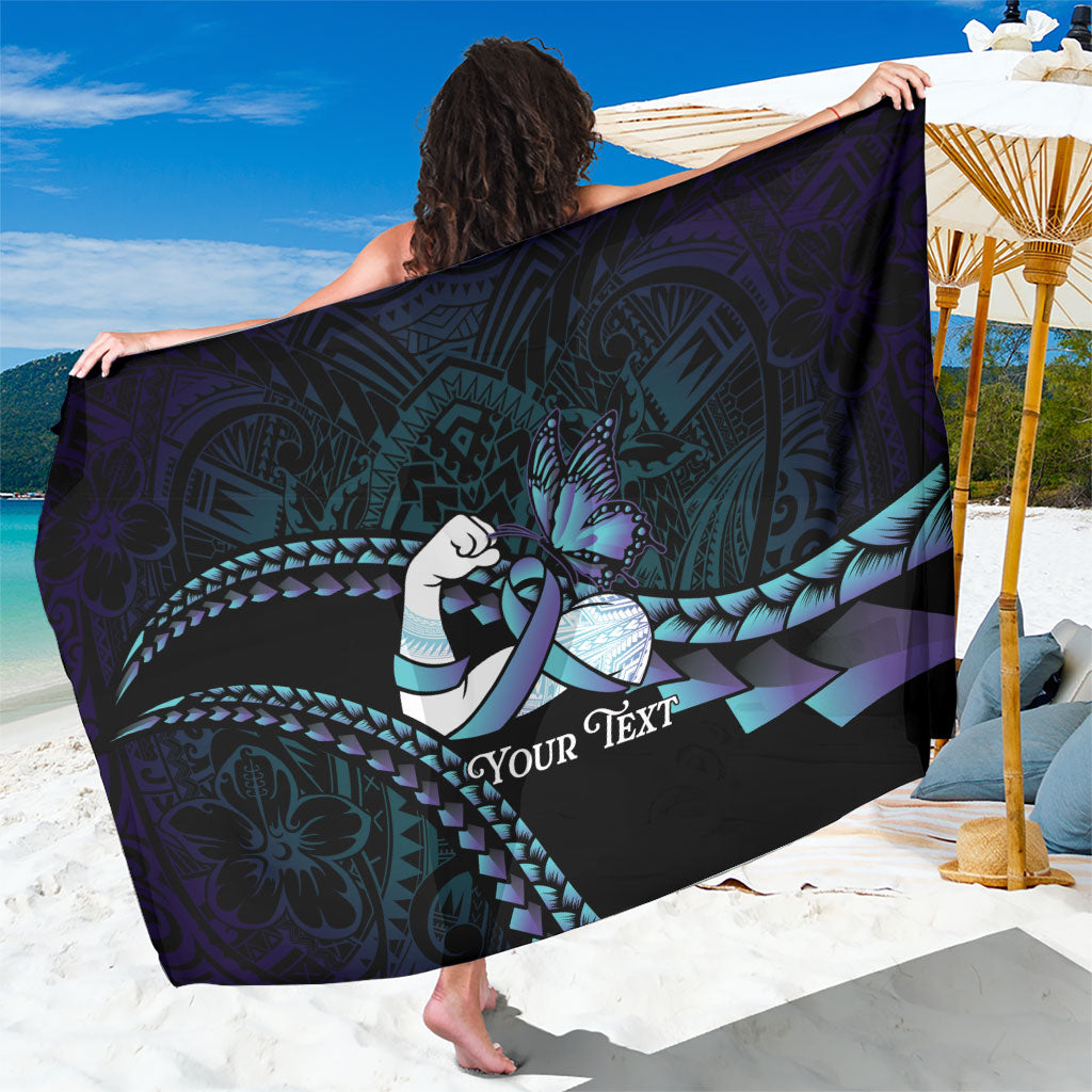 Personalised Polynesia Suicide Prevention Month Sarong Brave Strong Butterfly Teal Purple Ribbon LT14 One Size 44 x 66 inches Purple - Polynesian Pride