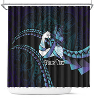 Personalised Polynesia Suicide Prevention Month Shower Curtain Brave Strong Butterfly Teal Purple Ribbon LT14 Purple - Polynesian Pride