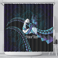 Personalised Polynesia Suicide Prevention Month Shower Curtain Brave Strong Butterfly Teal Purple Ribbon LT14 - Polynesian Pride
