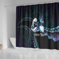 Personalised Polynesia Suicide Prevention Month Shower Curtain Brave Strong Butterfly Teal Purple Ribbon LT14 - Polynesian Pride