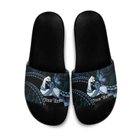 Personalised Polynesia Suicide Prevention Month Slide Sandals Brave Strong Butterfly Teal Purple Ribbon LT14 Purple - Polynesian Pride