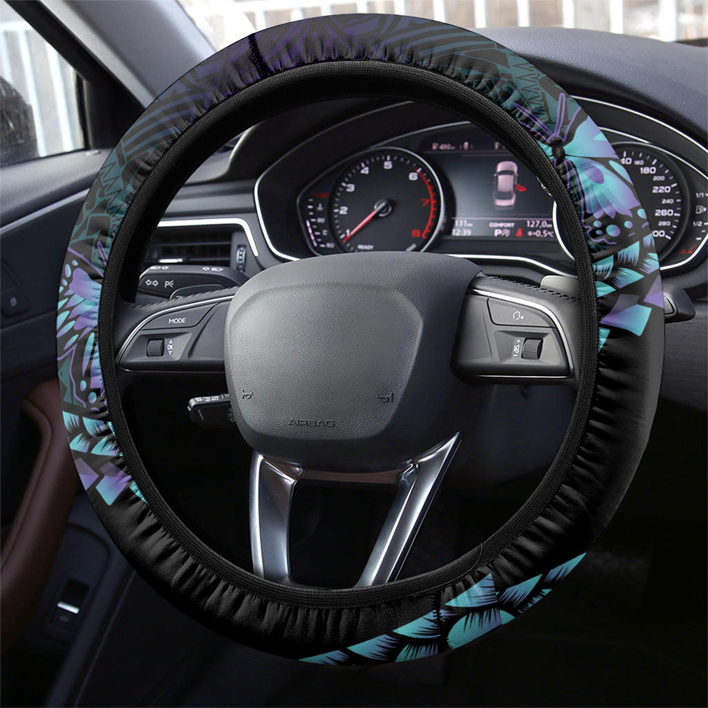 Polynesia Suicide Prevention Month Steering Wheel Cover Brave Strong Butterfly Teal Purple Ribbon LT14 - Polynesian Pride