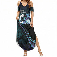 Personalised Polynesia Suicide Prevention Month Summer Maxi Dress Brave Strong Butterfly Teal Purple Ribbon LT14 Women Purple - Polynesian Pride