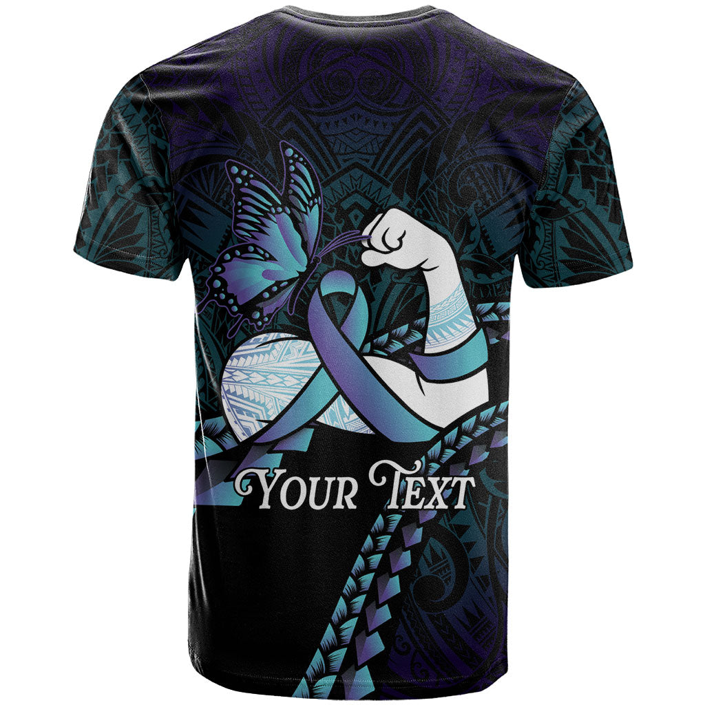 Personalised Polynesia Suicide Prevention Month T Shirt Brave Strong Butterfly Teal Purple Ribbon LT14 - Polynesian Pride