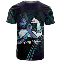 Personalised Polynesia Suicide Prevention Month T Shirt Brave Strong Butterfly Teal Purple Ribbon LT14 - Polynesian Pride