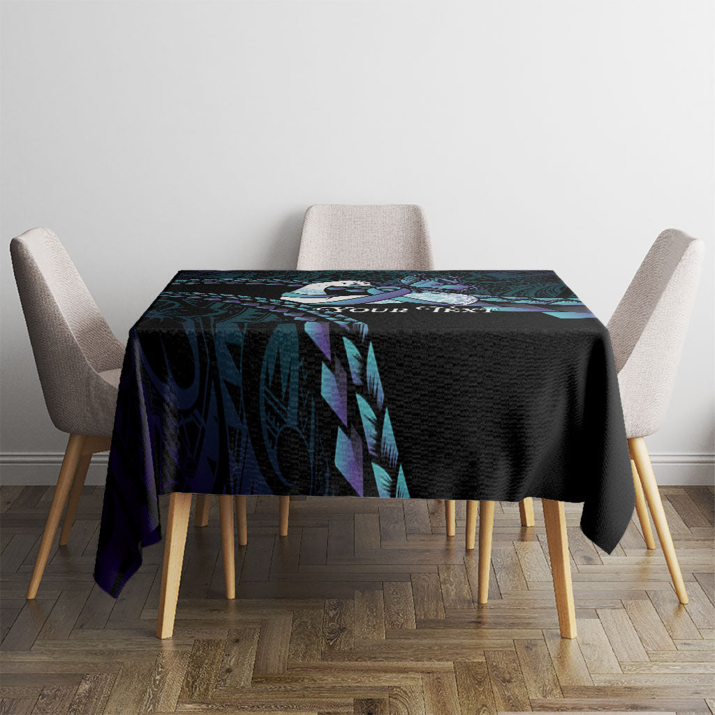 Personalised Polynesia Suicide Prevention Month Tablecloth Brave Strong Butterfly Teal Purple Ribbon LT14 - Polynesian Pride
