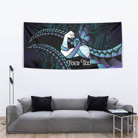 Personalised Polynesia Suicide Prevention Month Tapestry Brave Strong Butterfly Teal Purple Ribbon