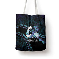Personalised Polynesia Suicide Prevention Month Tote Bag Brave Strong Butterfly Teal Purple Ribbon LT14 - Polynesian Pride