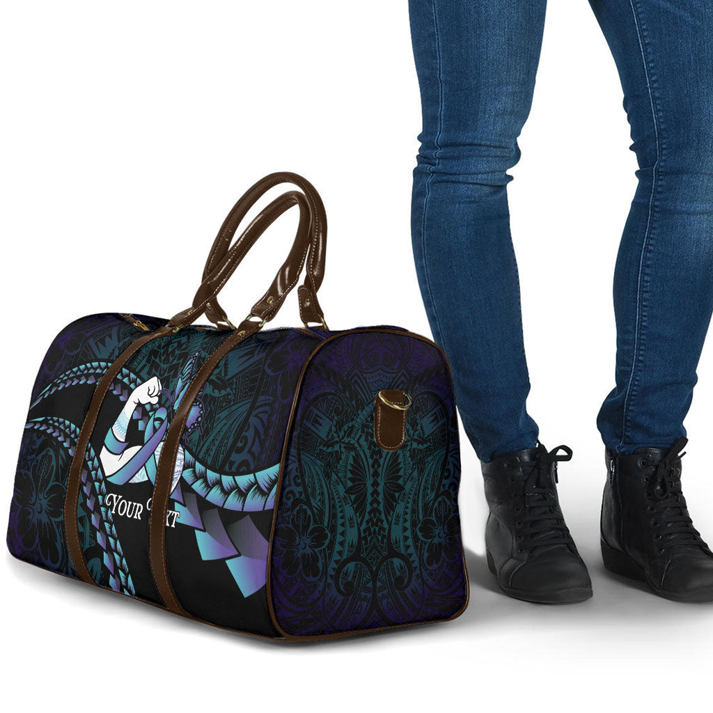 Personalised Polynesia Suicide Prevention Month Travel Bag Brave Strong Butterfly Teal Purple Ribbon LT14 - Polynesian Pride