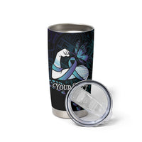 Personalised Polynesia Suicide Prevention Month Tumbler Cup Brave Strong Butterfly Teal Purple Ribbon LT14 - Polynesian Pride