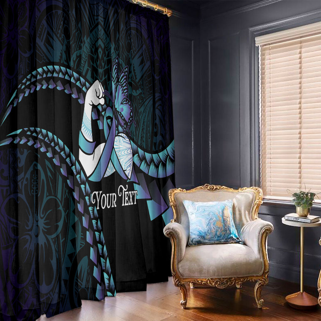 Personalised Polynesia Suicide Prevention Month Window Curtain Brave Strong Butterfly Teal Purple Ribbon LT14 - Polynesian Pride