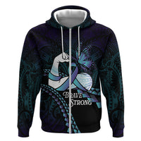 Personalised Polynesia Suicide Prevention Month Zip Hoodie Brave Strong Butterfly Teal Purple Ribbon LT14 Zip Hoodie Purple - Polynesian Pride