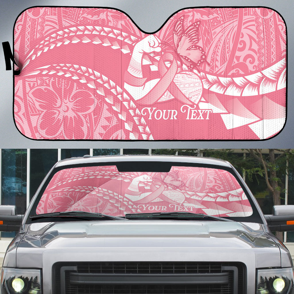 Personalised Polynesia Breast Cancer Awareness Auto Sun Shade Brave Strong Butterfly Pink Ribbon