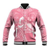 Personalised Polynesia Breast Cancer Awareness Baseball Jacket Brave Strong Butterfly Pink Ribbon LT14 Unisex Pink - Polynesian Pride