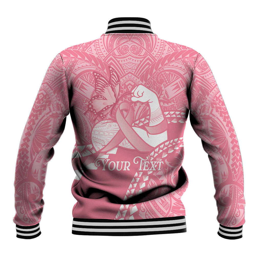 Personalised Polynesia Breast Cancer Awareness Baseball Jacket Brave Strong Butterfly Pink Ribbon LT14 - Polynesian Pride