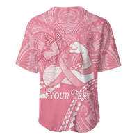 Personalised Polynesia Breast Cancer Awareness Baseball Jersey Brave Strong Butterfly Pink Ribbon LT14 - Polynesian Pride