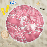 Personalised Polynesia Breast Cancer Awareness Beach Blanket Brave Strong Butterfly Pink Ribbon LT14 One Size 150cm Pink - Polynesian Pride