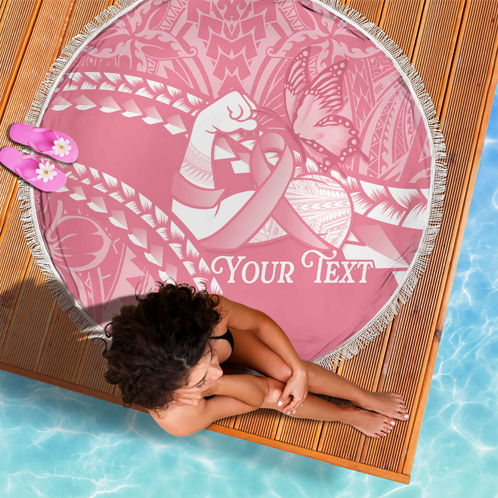 Personalised Polynesia Breast Cancer Awareness Beach Blanket Brave Strong Butterfly Pink Ribbon LT14 - Polynesian Pride