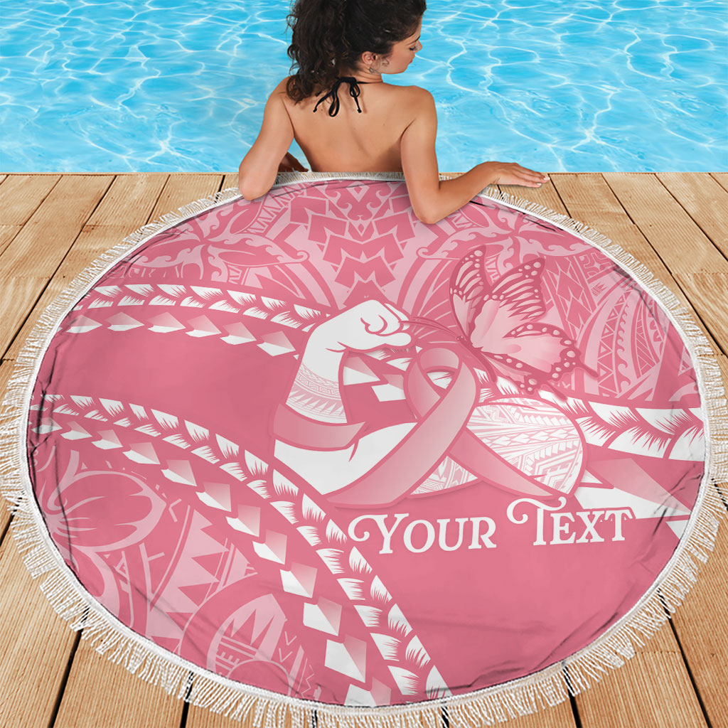 Personalised Polynesia Breast Cancer Awareness Beach Blanket Brave Strong Butterfly Pink Ribbon LT14 - Polynesian Pride