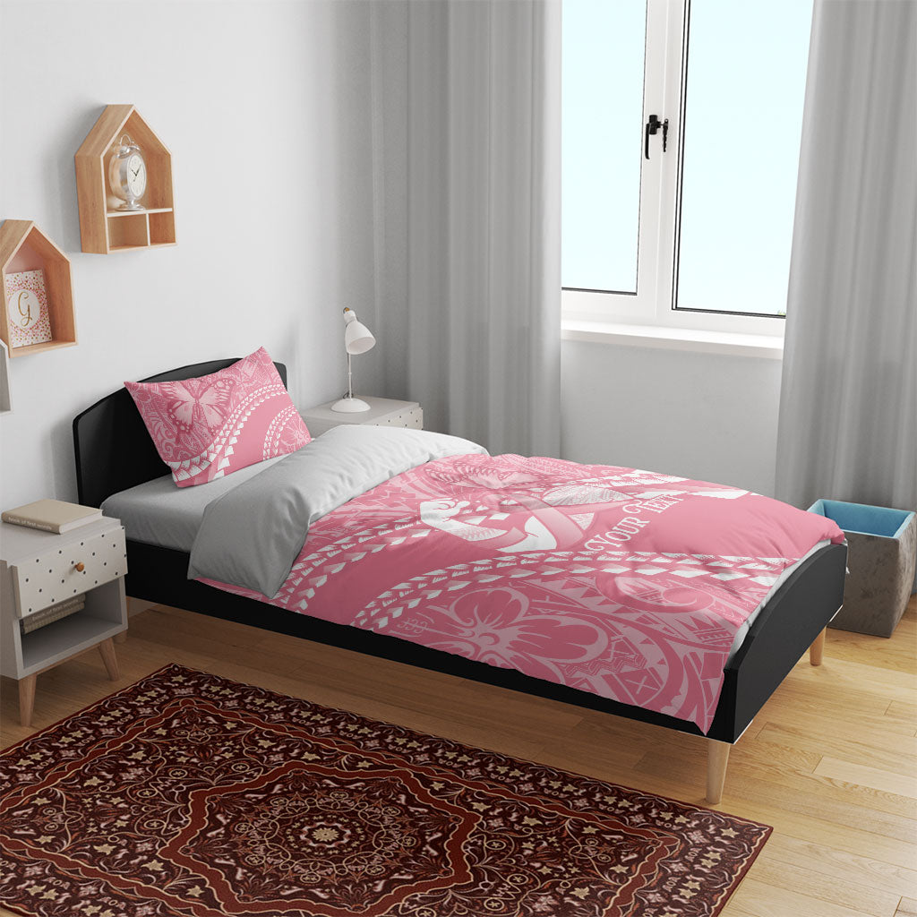 Personalised Polynesia Breast Cancer Awareness Bedding Set Brave Strong Butterfly Pink Ribbon LT14 - Polynesian Pride