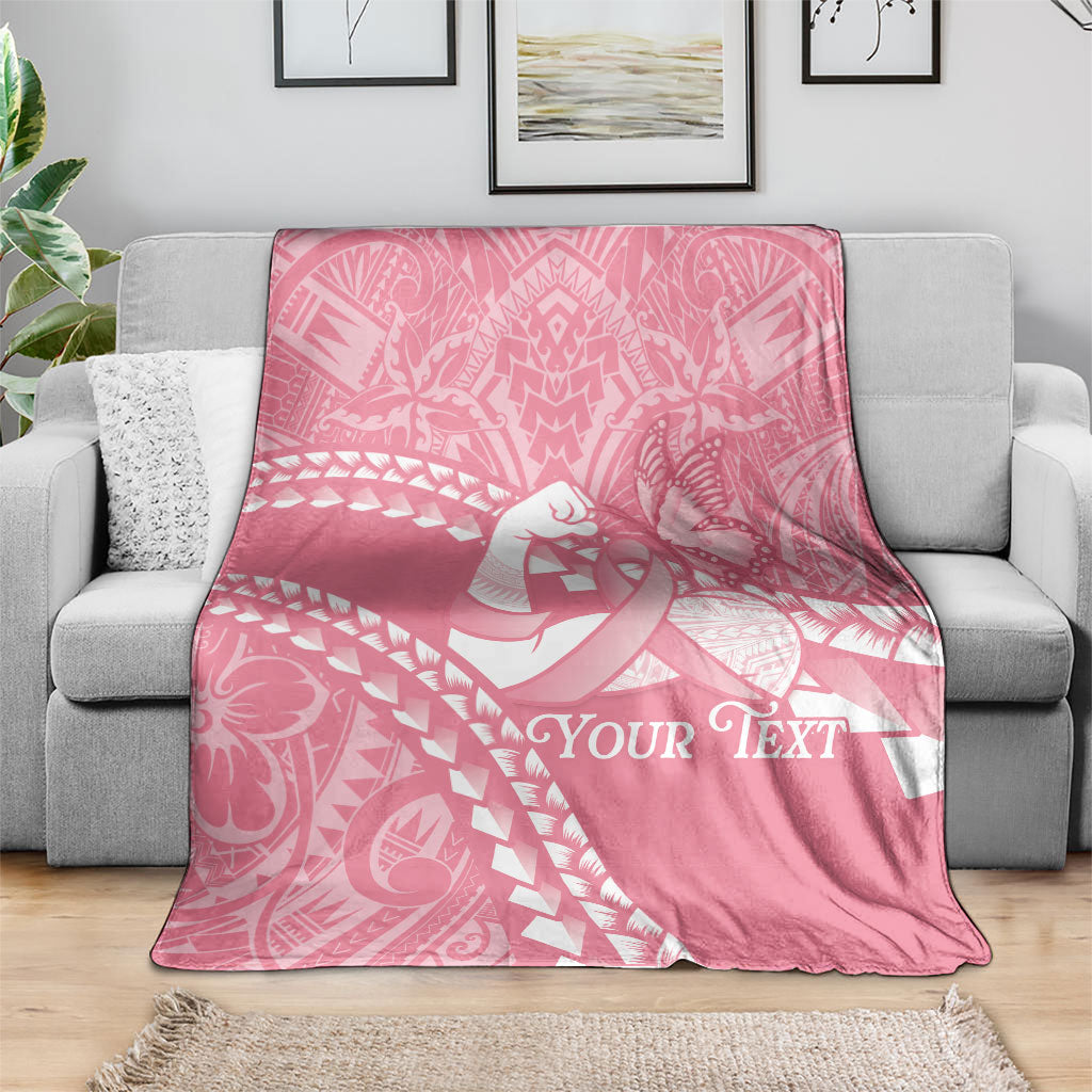 Personalised Polynesia Breast Cancer Awareness Blanket Brave Strong Butterfly Pink Ribbon LT14 - Polynesian Pride