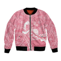 Personalised Polynesia Breast Cancer Awareness Bomber Jacket Brave Strong Butterfly Pink Ribbon LT14 Unisex Pink - Polynesian Pride