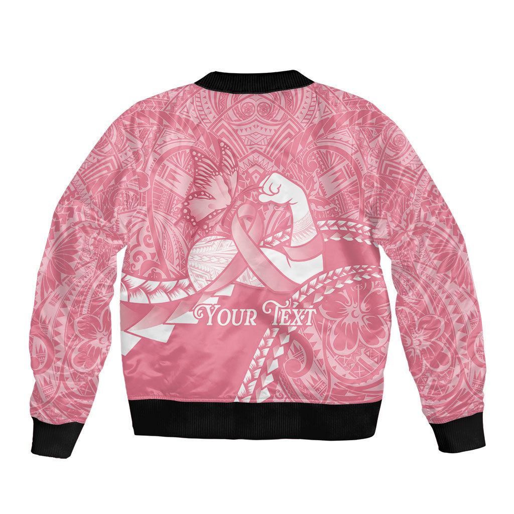Personalised Polynesia Breast Cancer Awareness Bomber Jacket Brave Strong Butterfly Pink Ribbon LT14 - Polynesian Pride