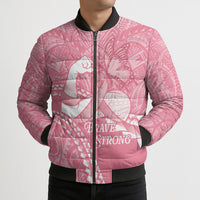 Personalised Polynesia Breast Cancer Awareness Bomber Puffer Jacket Brave Strong Butterfly Pink Ribbon