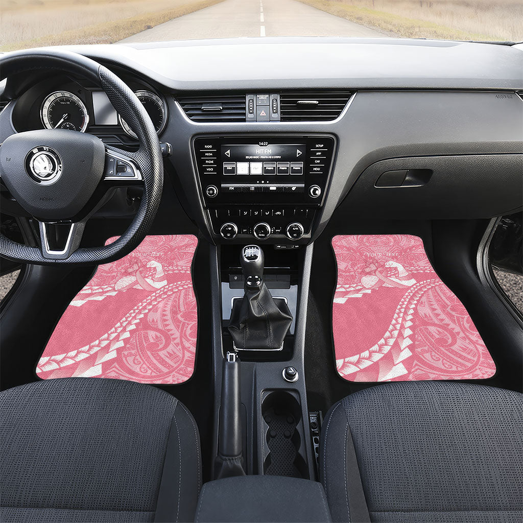 Personalised Polynesia Breast Cancer Awareness Car Mats Brave Strong Butterfly Pink Ribbon LT14 Set 2pcs - Front Pink - Polynesian Pride