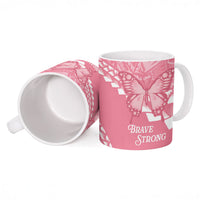 Personalised Polynesia Breast Cancer Awareness Ceramic Mug Brave Strong Butterfly Pink Ribbon