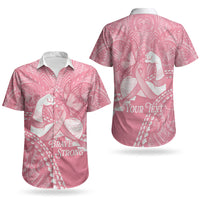 Personalised Polynesia Breast Cancer Awareness Couples Matching Long Sleeve Bodycon Dress and Hawaiian Shirt Brave Strong Butterfly Pink Ribbon LT14 - Polynesian Pride