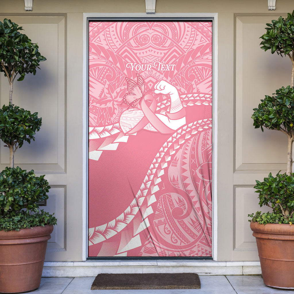Personalised Polynesia Breast Cancer Awareness Door Cover Brave Strong Butterfly Pink Ribbon