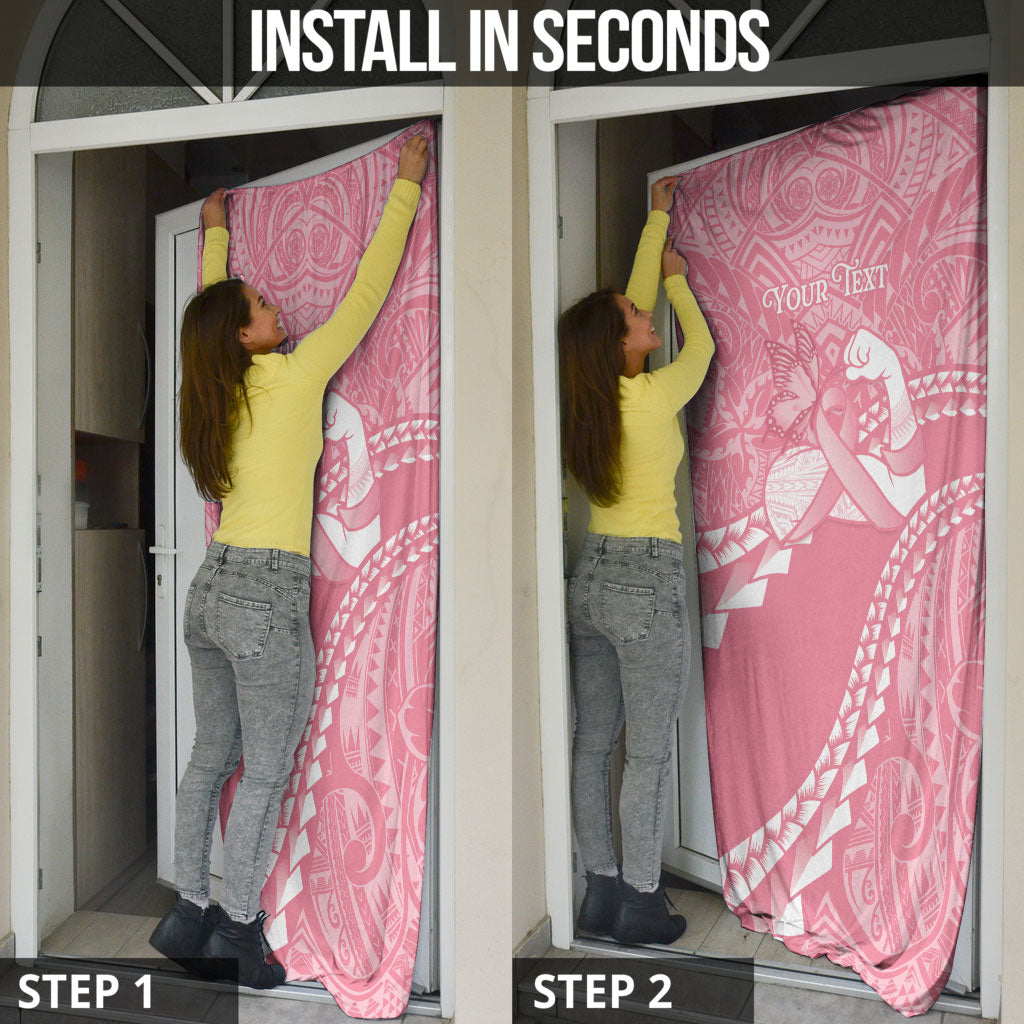 Personalised Polynesia Breast Cancer Awareness Door Cover Brave Strong Butterfly Pink Ribbon