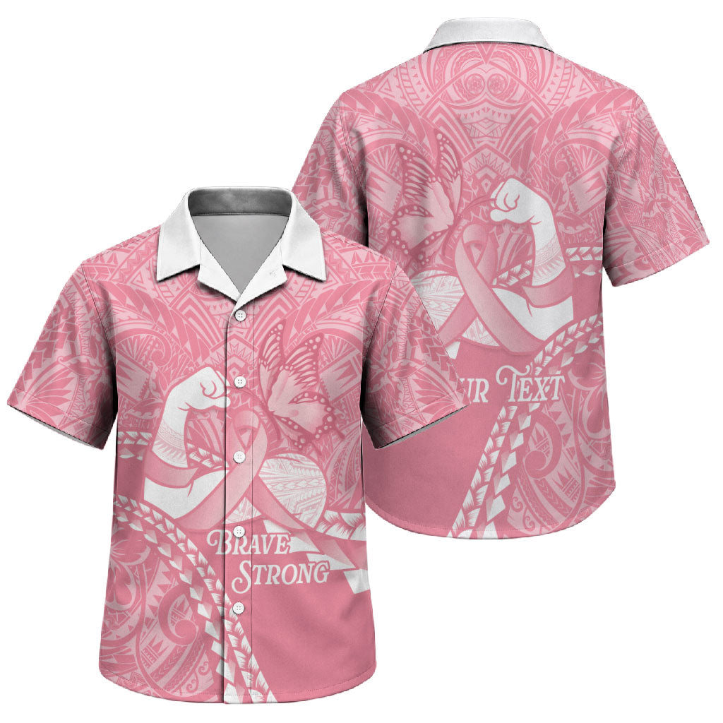 Personalised Polynesia Breast Cancer Awareness Family Matching Summer Maxi Dress and Hawaiian Shirt Brave Strong Butterfly Pink Ribbon LT14 Son's Shirt Pink - Polynesian Pride