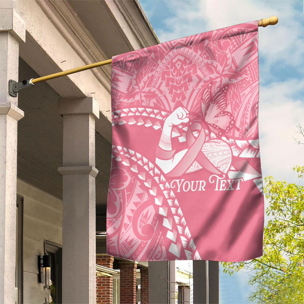 Personalised Polynesia Breast Cancer Awareness Garden Flag Brave Strong Butterfly Pink Ribbon LT14 House Flag Pink - Polynesian Pride