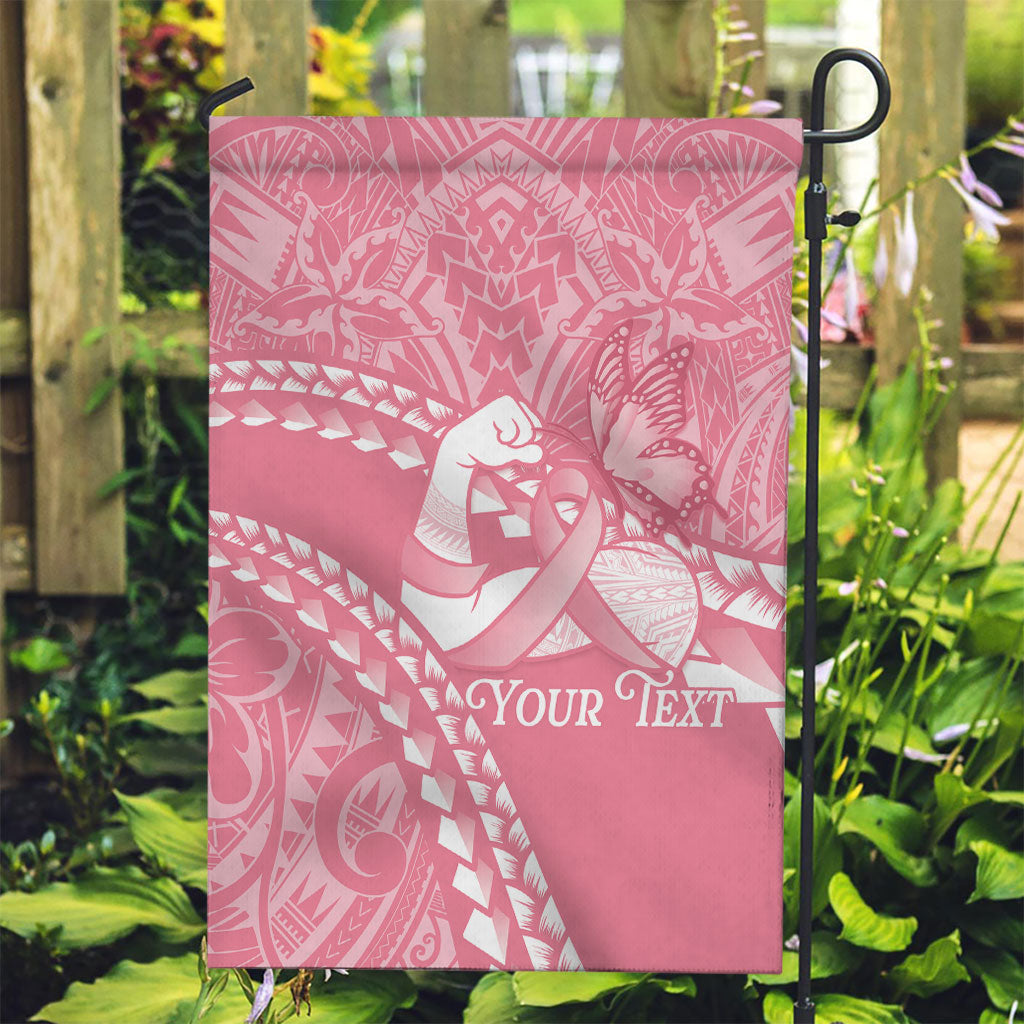 Personalised Polynesia Breast Cancer Awareness Garden Flag Brave Strong Butterfly Pink Ribbon LT14 Garden Flag Pink - Polynesian Pride