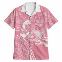 Personalised Polynesia Breast Cancer Awareness Hawaiian Shirt Brave Strong Butterfly Pink Ribbon LT14 Pink - Polynesian Pride
