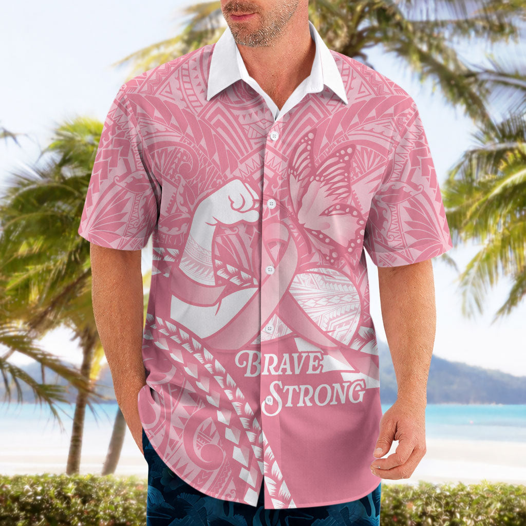 Personalised Polynesia Breast Cancer Awareness Hawaiian Shirt Brave Strong Butterfly Pink Ribbon LT14 - Polynesian Pride