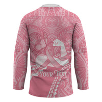 Personalised Polynesia Breast Cancer Awareness Hockey Jersey Brave Strong Butterfly Pink Ribbon