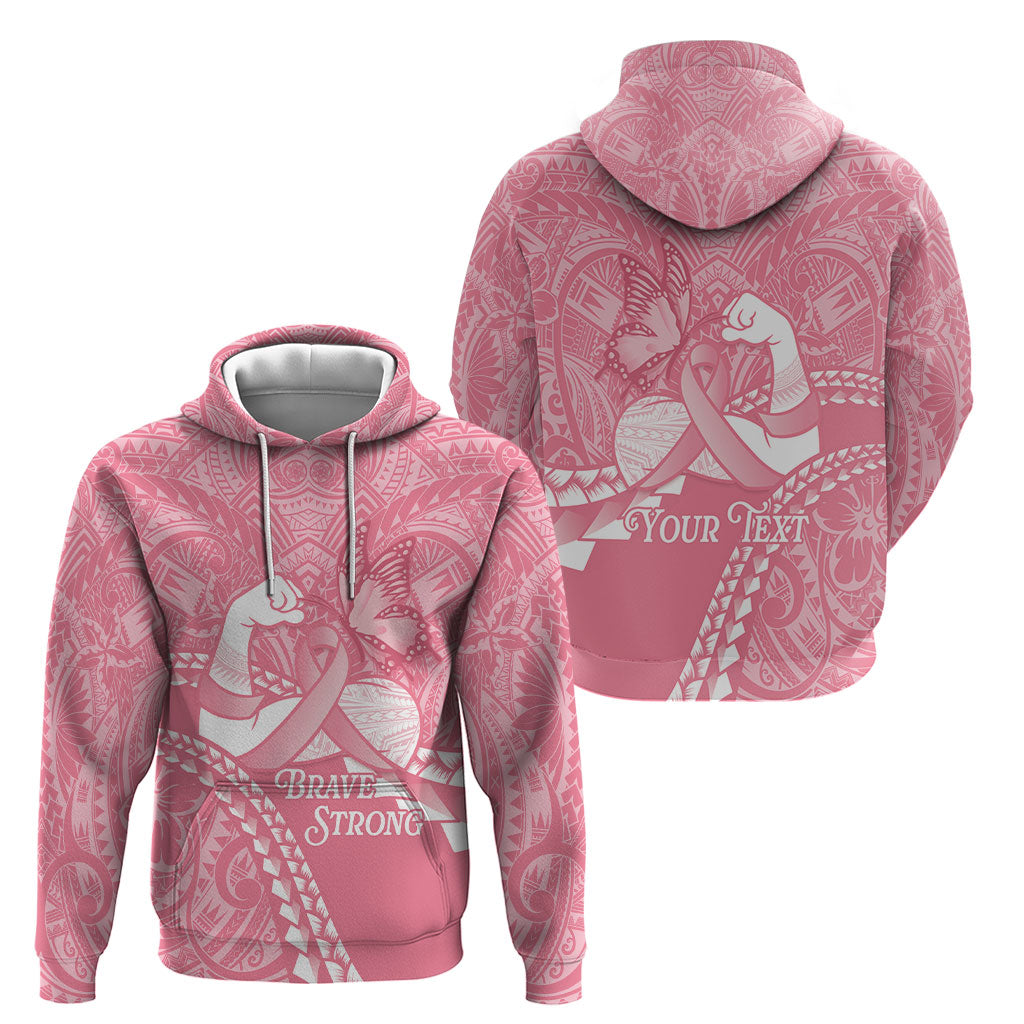 Personalised Polynesia Breast Cancer Awareness Hoodie Brave Strong Butterfly Pink Ribbon LT14 - Polynesian Pride