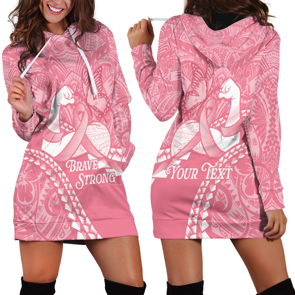 Personalised Polynesia Breast Cancer Awareness Hoodie Dress Brave Strong Butterfly Pink Ribbon LT14 - Polynesian Pride