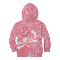 Personalised Polynesia Breast Cancer Awareness Kid Hoodie Brave Strong Butterfly Pink Ribbon LT14 - Polynesian Pride