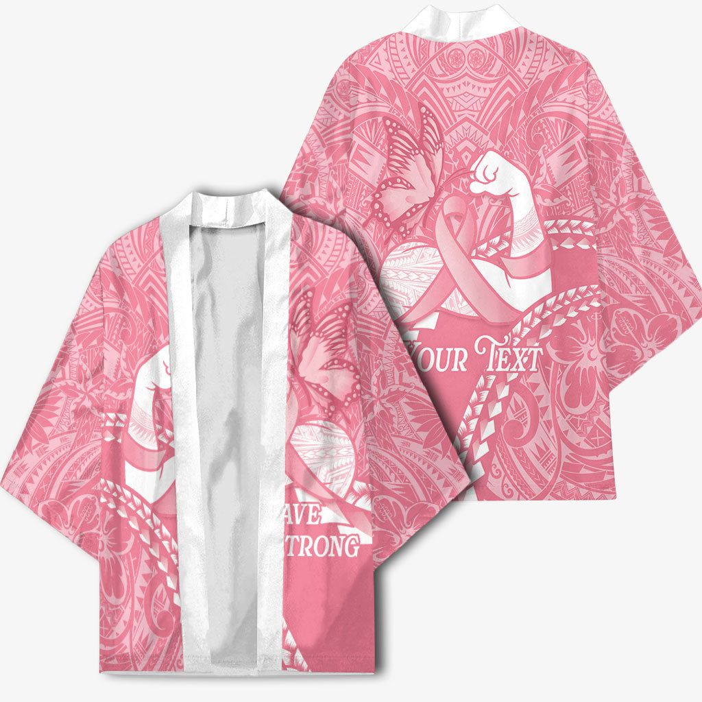 Personalised Polynesia Breast Cancer Awareness Kimono Brave Strong Butterfly Pink Ribbon