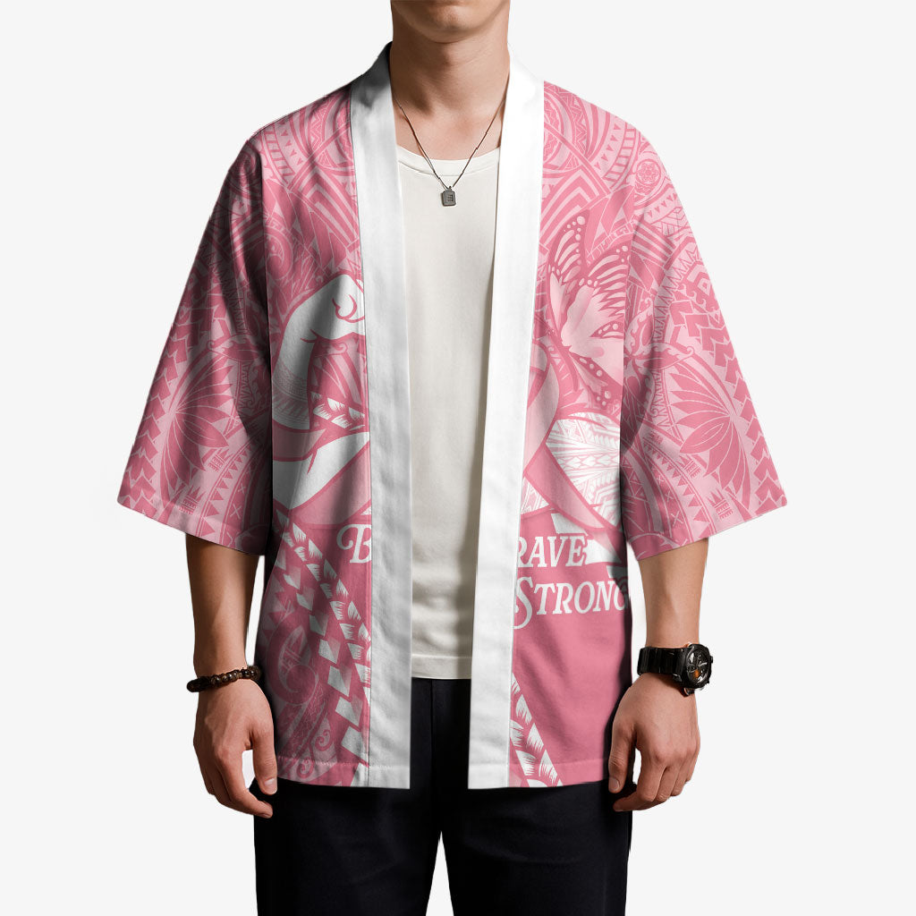 Personalised Polynesia Breast Cancer Awareness Kimono Brave Strong Butterfly Pink Ribbon